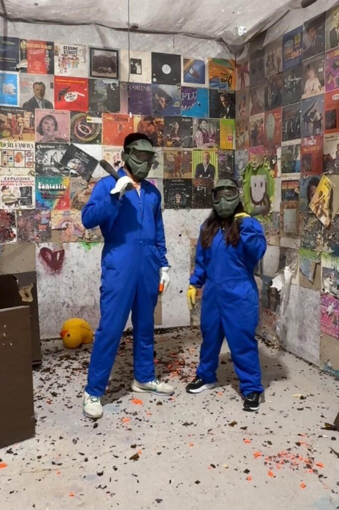 Husband and wife enjoying stress-relief session at Smash City San Jose